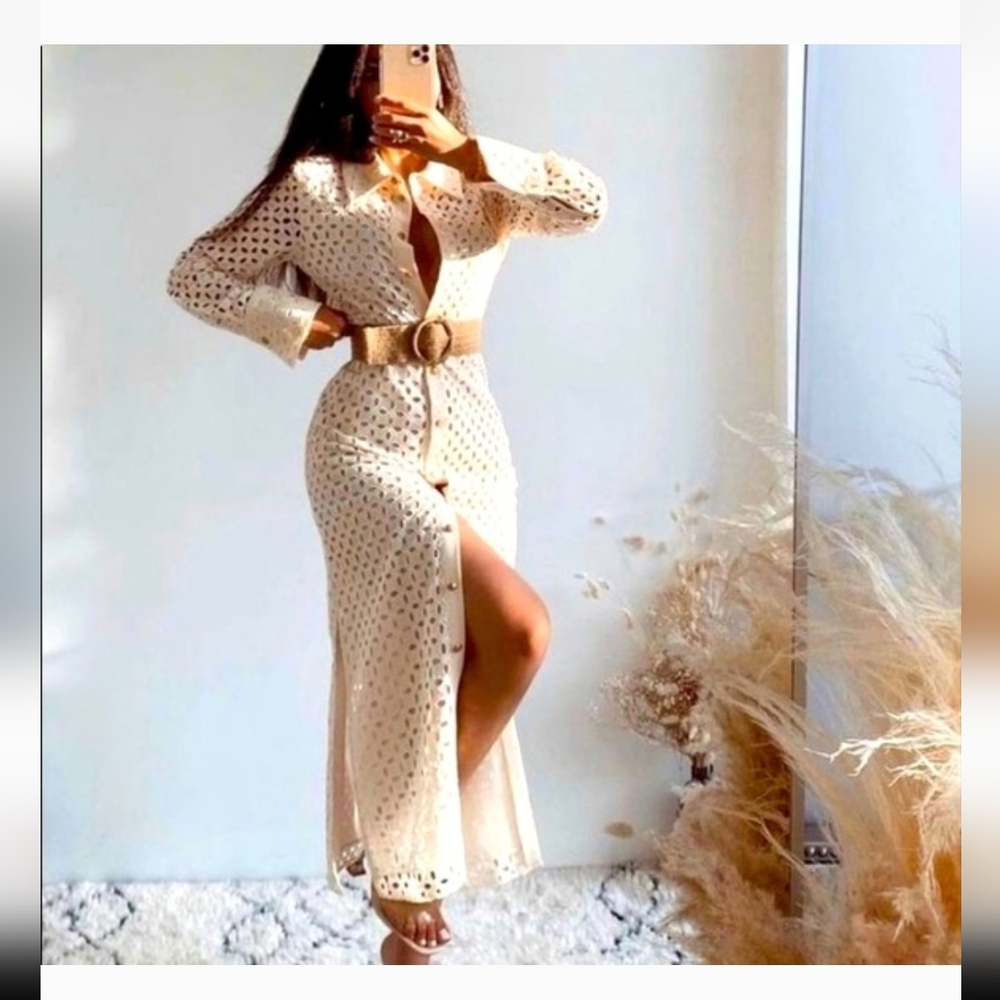 Zara bloggers favorite Eyelet maxi dress